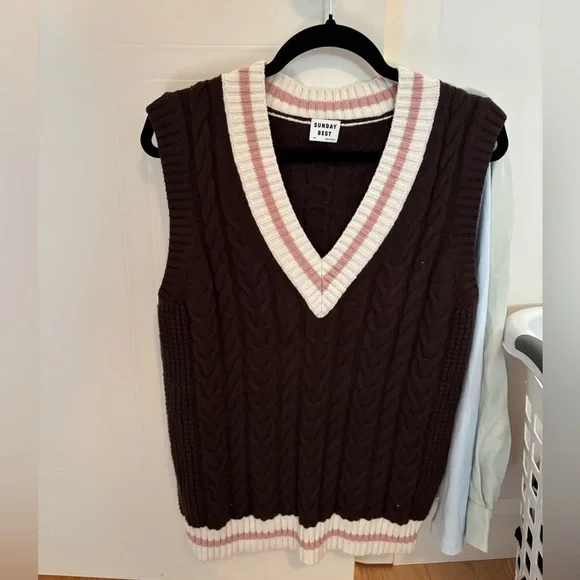 Sunday Best Pink and Brown Knit Top - Picture 2 of 5